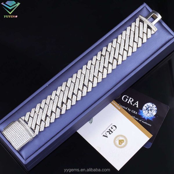 Yu Ying Gems Unique Design Jewelry 925 Silver VVS Watch Hip Hop Bracelet Iced Out Cuban Link Bracelet