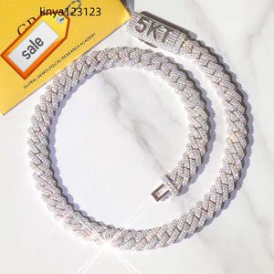 Yu ying pass diamant test 8-14 mm brede gra moissaniet diamant goud sterling sier cuban link ketting voor heren hiphop ketting