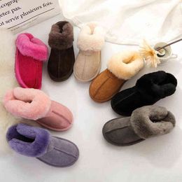 yucheng01 Hiver coton pantoufles femmes vêtements d'hiver nouveau tout autour à fond plat demi vadrouille intérieur laine femmes chaussures 17W5