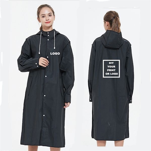 Yuding Mujeres Impermeable Negro Moda Ropa de lluvia Imprimir Capa de lluvia para niñas Chaquetas largas CanbeCustomized Poncho impermeable 220704