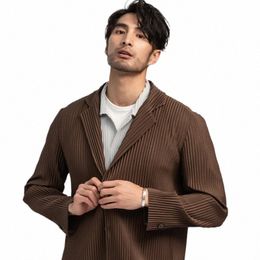 Yudx Miyake Plooi Lente en Herfst 2023 Nieuwe Basismodellen van Jeugd Fit mannen Pak Casual Jasje Enkele Breasted b0NI #