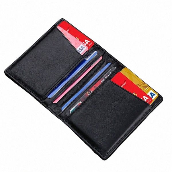 YUECIMIE Men Minimaliste Slim Card Holder Geuthesine Leather Card Carte Slim Line mince Mini Small Small RFID Passeport ID Holder mâle R3S2 #