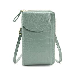 YUECIMIE WEMPS CROSSBOCKBOCK THONE POURSE SALS SALS DE TÉLÉPHONE MOBILES MOBILES SETTEUR SMAUX PU Cuir Femelle Messenger Sac vert 240401