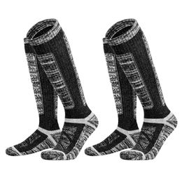Yuedge 2 pares calcetines de esquí de lana merino, calcetines de invierno con altura térmica para hombres para hombres, esquí, snowboard, caza, senderismo 35-45