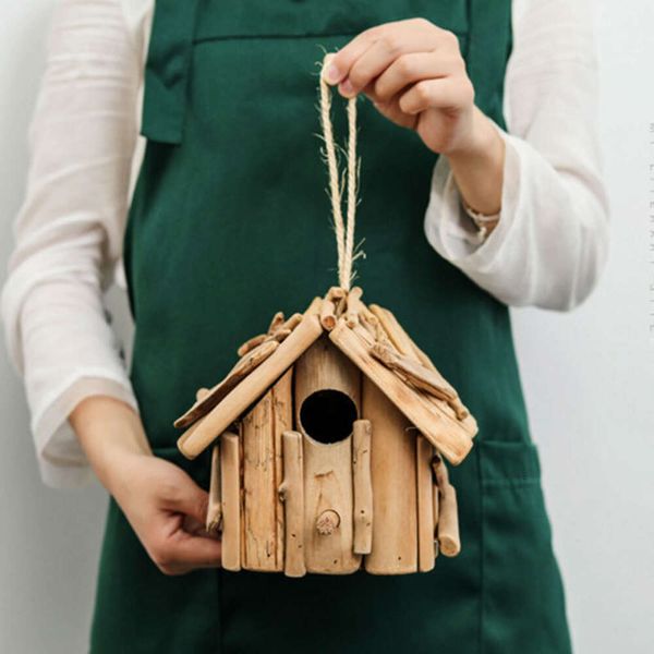 Yueji – nid d'oiseau créatif à la dérive, fait à la main, jardin extérieur, animaux, petite maison en bois, lot de décoration
