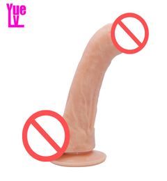 YUELV 245 CM grand gode réaliste incurvé jouets sexuels pour femmes ventouse pénis artificiel Gspot stimuler la Masturbation Dick adulte P2511764