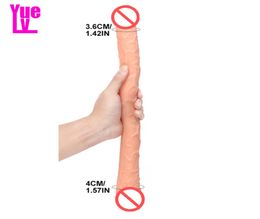 Yuelv 4636cm consolador de doble cabeza súper largo para mujeres gspot vaginal lesbiana estimular el pene artificial juguetes sexuales adultos polla femenina8418260