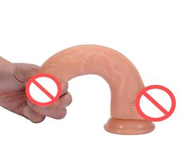 Yuelv 8 inch zachte siliconen realistische dildo met zuignap dubbele dichtheid kunstmatige penis gspot vrouwelijke massage volwassen seksspeelgoed fo4583799