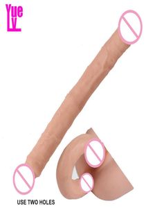 YUELV Extra Lange Dubbele Hoofden Realistische Dildo Speeltjes Voor Vrouwen Lesbische Vaginale Anale Gspot Stimuleren Flexibele Aritifical Penis X1320703