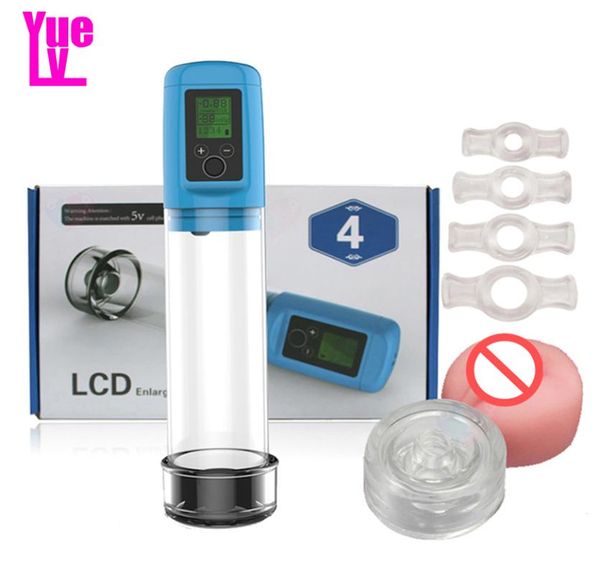 Yuelv USB RECHARGable Enracineur Pupis Pump LCD Affichage Extender Penis Agrandir la pompe vide mâle