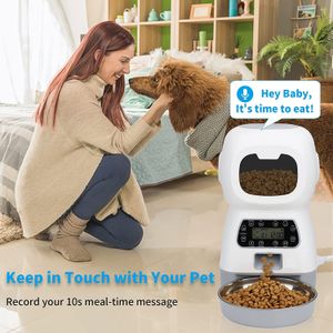 YUEXUAN Distributeur Automatique Intelligent pour Animaux de Compagnie Distributeur Intelligent de Nourriture Sèche pour Minuterie Bol en Acier Inoxydable Chien Chat Fournitures pour Animaux de Compagnie 3,5 L Mangeoire Manuelle à Point Fixe