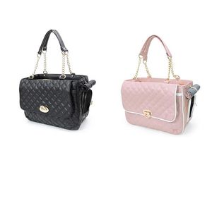 YUEXUAN Designer Mode Hond Kat Huisdier Draagtas PU Leer Kleine Middelgrote Hond Handtas Hondenportemonnee Grote Kat Draagtas Huisdier Kat Hond Wandelen Outdoor Draagtas, Zwart, Roze