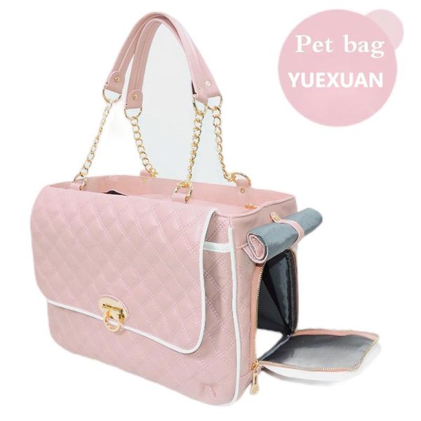 YUEXUAN Sac de transport pour chien et chat en cuir PU de petite et moyenne taille, sac à main pour chien, grand sac fourre-tout pour chat, sac fourre-tout de randonnée, noir, rose