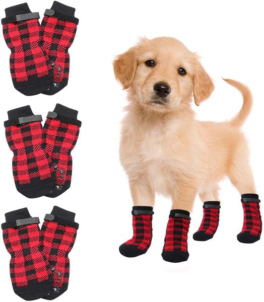 YUEXUAN Chaussettes de créateur pour animaux de compagnie, couvre-pieds, antidérapantes et gardent au chaud, chaussettes en coton pour chat et chien, faciles à porter et à nettoyer, chaussettes souples imperméables pour l'extérieur, chaussures pour grands et petits chiens