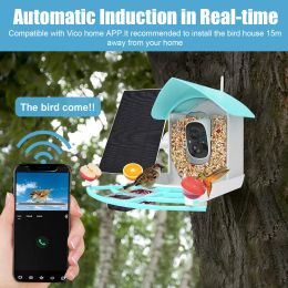 Diseñador de Yuexuan Smart Bird Feeder Solar con cámara 1080hd Visión nocturna Cámara AI Reconocimiento Conexión de alimentación de especies de aves