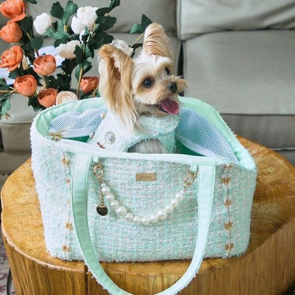 YUEXUAN Bolso de mano de diseñador Ropa para mascotas Nuevo bolso portátil transpirable para mascotas para gatos y perros para salidas Suministros para mascotas Bolso pequeño para mascotas a la moda con hombro Ropa linda y dulce de estilo