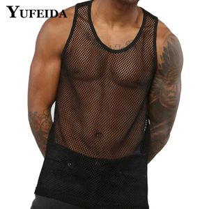 Yufeida Mens Sexy Fishnet Vest Mesh Camisole Breatch Camisole Top Contrôles Men Top Top sans manches