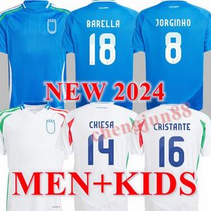 24 25 Italia Chiesa Soccer Jerseys 2024 Home and Away Italië Raspadori Verratti Barella Shirt Totti Lorenzo Politano Special Miretti Football -uniform
