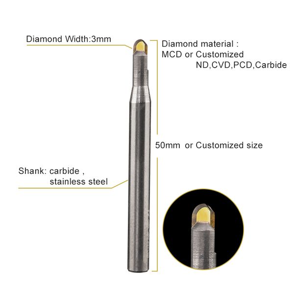 Yuhe MCD Ball End Milling Tool utilisé dans CNC Machine pour les bijoux Miroir Effet Traitement des bijoux Outils RA0.05