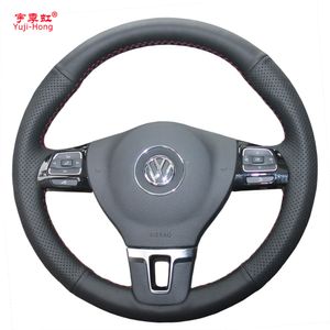 Housse de volant de voiture en cuir artificiel yuji-hong pour Volkswagen VW CC Golf 6 Tiguan Passat Touran couverture cousue à la main