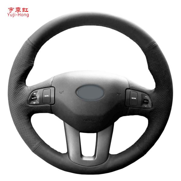 Housse de volant de voiture en cuir artificiel Yuji-hong pour KIA Sportage R 2011-2016 housse cousue à la main
