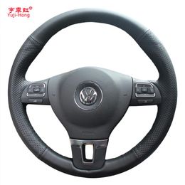 Funda para volante de cuero Artificial yuji-hong para Volkswagen VW CC Tiguan Passat Touran Golf 6 cosida a mano Cover267T