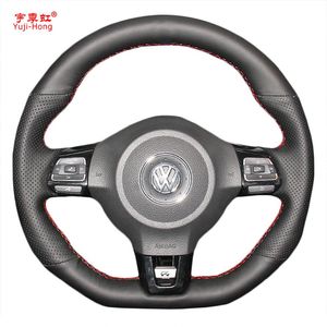 Yuji-Hong Housse de volant de voiture pour VW Golf 6 GTI MK6 VW Polo GTI Scirocco R Passat CC R-Line 2010 en cuir artificiel 274f