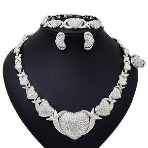 YuLaili Classic Silver Color Heart Design Xo Crystal Rhinestone ketting sieraden voor vrouwen feestjubileumgeschenken chokers