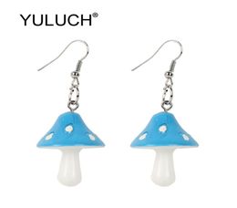 YULUCH Mode Paddestoel Patroon Lange Dangle Oorbellen Vrouwelijke Mode-sieraden Persoonlijkheid Vrouwen Rood Groen Magische Oorbellen5497697