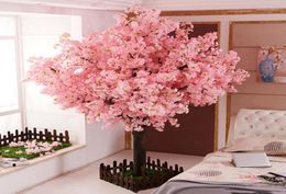 Yumai Fake Cherry Blossom Tree Pink Sakura Artificial Flowers Tree Wedding Party Fond décoration Mur Boutique Décor8427027