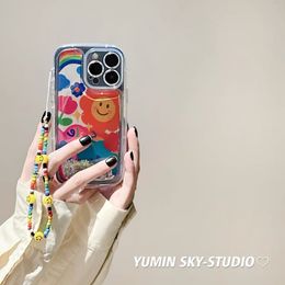 YUMIN SKY Coque souple anti-chute pour iPhone 15 Pro Max, Apple 14 Pro, motif sable fluide, 11, bracelet Cartoon Plus, 13 femmes, 12 Promax