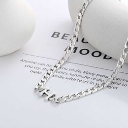 Yun Chaoxuan S925 Argent Sterling Édition Coréenne Style Minimaliste Instagram Cool H Lettre Chaîne Épaisse Hip Hop Punk Street Style Collier