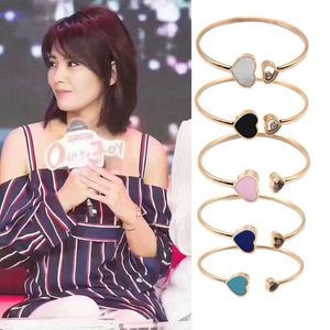 Yun Ruo Mode-sieraden Rose Goud Kleur Luxe Rood Wit Hart Bangle Lover Manchet 316 L Roestvrijstalen Vrouw niet Fade 2021 Hot1