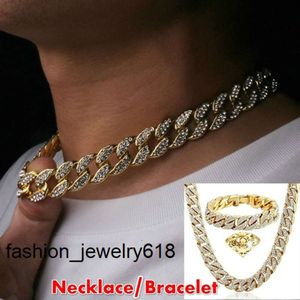 Collier hip hop pour hommes, bracelet, chaîne Miami Cuba, bijoux cadeau 12mm