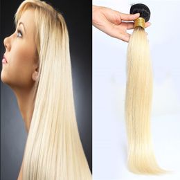 Yuntian 100g Ombre Peruviaanse haar Straight Haarbundels 1 PC T1B / 613 Ombre Blonde Niet-Remy Menselijk Hair Extensions 8-26 inch