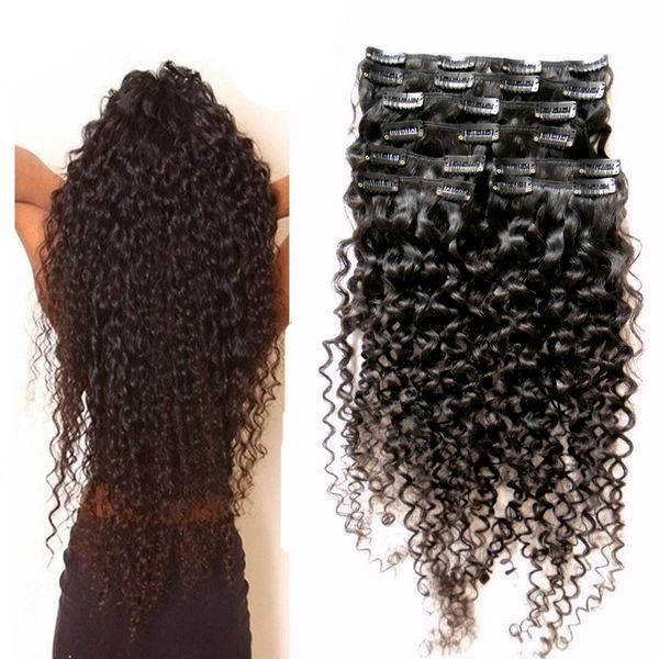 Yuntian Kinky Curly Clip Ins for Black Hair 8pcs afro Clip Clip Ins 100G Hair Extension Clips pour les cheveux afro-américains