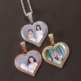 Yunyi Jewelry Memories Photo Double couche Amour couple Pendant Zircon Hip Hop Collier