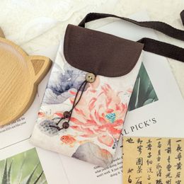 Yunzhiqi Style chinois Antique imprimé backpack backpack Mobile Phone Sac Literary and Fresh Chinese Element Crossbody Hanfu Sac