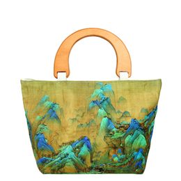 Bolso de flores estampado de lino cepillado de Yunzhiqi