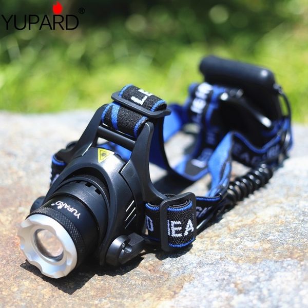 Yupard XM-L T6 LED Faro con zoom Enfoque Alto brillo Faro con zoom Ajuste impermeable linterna para acampar al aire libre 4 * batería AA 240323