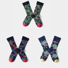 Yuppie Hip Hop Socks Oil Painting Graffiti Cotton Autumn Winter Gepersonaliseerd creatief Skateboard Design Tropische planten Een rel van kleur maanlicht in Lotus Pond