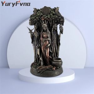 YuryFvna 16 cm résine Statue grèce Religion celtique Triple déesse jeune fille mère et la vieille Sculpture Figurine 220112
