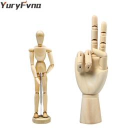 YuryFvna 2 stks 5.5 inch houten menselijke mannequin 7 tekening manikin hand artist model voor schets 211105