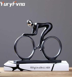 Yuryfvna bicycle statue cycliste sculpture figurine résine moderne abstrait art athlète bicycler figurine décor intérieur Q05257821353