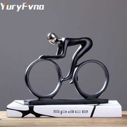 Yuryfvna Statue de vélo DHAMPION Sculpture de cycliste Figurine en résine Art abstrait moderne Athlète Vélo Figurine Décoration d'intérieur Q05252841