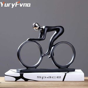 Yuryfvna Fiets Standbeeld DHAMPION Fietser Sculptuur Beeldje Hars Moderne Abstracte Kunst Atleet Fietser Beeldje Home Decor Q0525272J