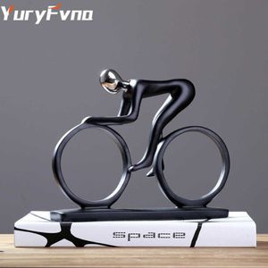 Yuryfvna Fiets Standbeeld DHAMPION Fietser Sculptuur Beeldje Hars Moderne Abstracte Kunst Atleet Fietser Beeldje Home Decor Q0525311H