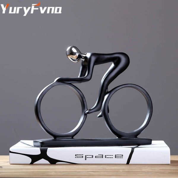 Yuryfvna Statue de vélo DHAMPION Sculpture de cycliste Figurine en résine Art abstrait moderne Athlète Vélo Figurine Décoration d'intérieur Q0525220R