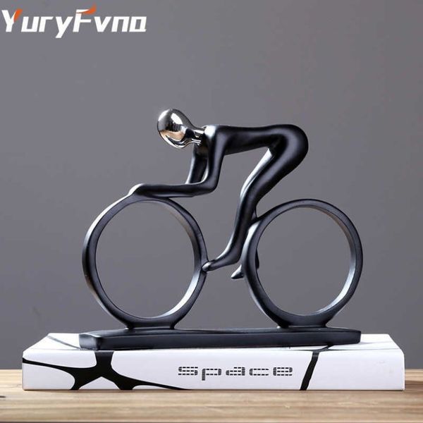 Yuryfvna Bicycle Statue Dhampion Cyclist Sculpture Figurine Résine moderne Athlete Athlete Art Athlete Bicycler Figurine Home Decor Q0525279O