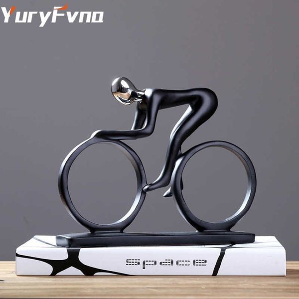 Yuryfvna Bicycle Statue Dhampion Cyclist Sculpture Figurine Résine moderne Athlete Athlete Art Athlete Bicycler Figurine Home Decor Q0525239V